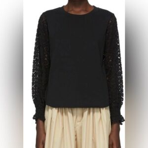 See By Chloe Black Lace Sleeve Blouse medium